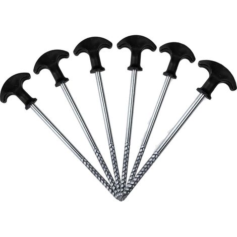 Piquets De Camping - Piquets À Vis Anti-Rouille Pour Tente Et Auvent - Pour Sol Dur Gelé Ou Rocheux - Lot De 6 (1/5)