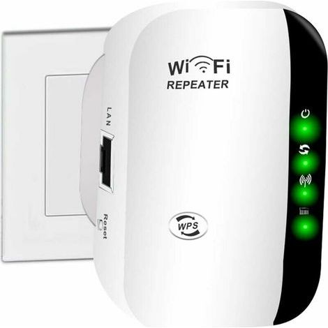 Amplificateur WiFi, Amplificateur Internet sans fil 2,4 G pour la Maison 300 Mbps Super boost Répéteur de Portée Wi-Fi Répéteur d'Amplificateur de signal WLAN, Configuration et couverture faciles (1/4)