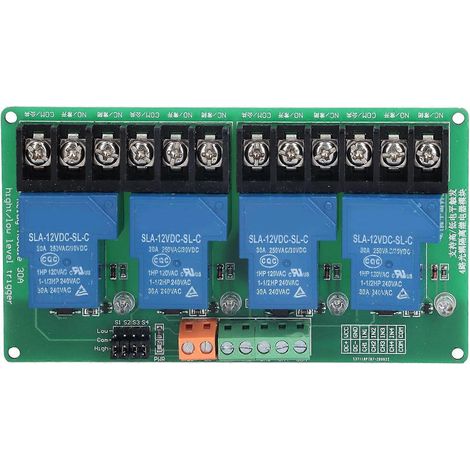 4-Kanal-Relaismodul 30A Hoch-/Niedrigpegel-Stromrelaismodul mit Isolations-Optokoppler 12V (1/4)