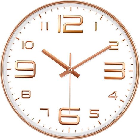 Horloge Murale à Chiffres, 30cm Horloge Murale silencieuse, Plastique, Horloge Pendule Mural, Horloge Murale à Quartz, sans de Bruit, pour Salon Chambre Bureau Restaurant ect