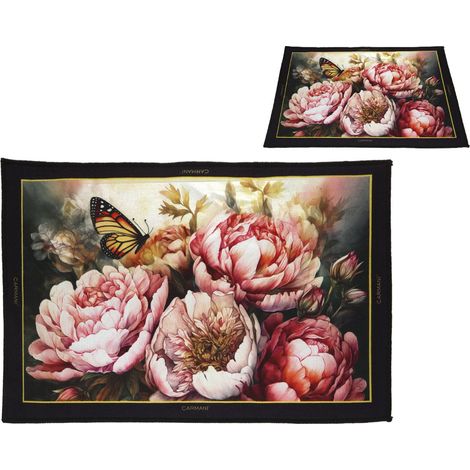 Carmani, tappeto da comodino 60x40cm - fiori (1/2)
