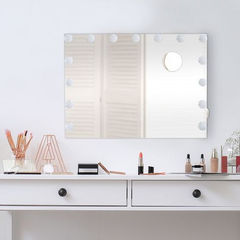 Miroir de maquillage LED en plastique 58 x 46 cm avec grossissement x10 et port USB 100008956 (1/5)