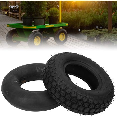 Rubber Tyre 4.10/3.50-6 with Shock Absorption Effect Inner Tube for Lawn Mower, Trolleys, Wheelbarrows, Garden Trailers (1/5)