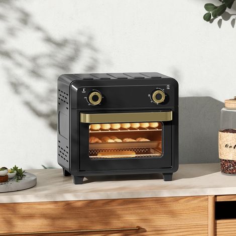Mini four à convection et friteuse à air chaud, minuterie, éclairage intérieur, 10 L, noir (1/4)
