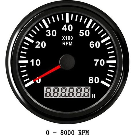 1 unité Jauge de carburant, Tachymètre numérique pour bateau, écran LCD rond rouge, 0–3000 tr/min, étanche IP67, pour moteurs 12 V / 24 V (1/4)