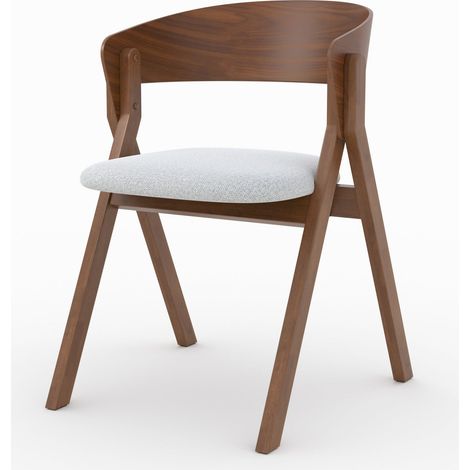 Silla de madera hevea y tela gris claro - Héloïse