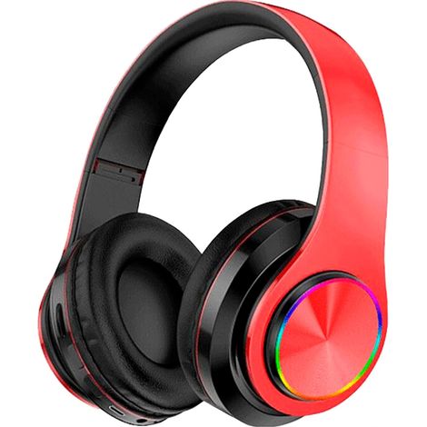 Casque audio sans fil Bluetooth supra-auriculaire avec lumières LED, son stéréo HiFi, pliable et rechargeable, idéal pour PC, voyages, bureau, enfants et adultes. (1/5)