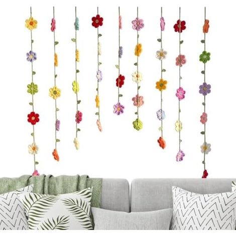 Guirlande florale au crochet Décor mural pour fête Guirlande de fleurs printanières Idéale pour mariage, anniversaire, chambre, porte ou fenêtre (1/5)