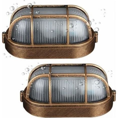 (2 pack)Outdoor Wall Light,Oval Die-cast Aluminum Sconce Lamp,Nautical Marine Wall Light Vintage Industrial,Boat Lamp,Patio Wall Decoration Hallway Lamps Lampshade (1/5)
