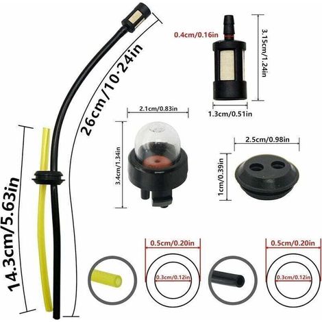 Jeu Universel De Durite Essence Et Poire Amorcage (3 Durite Et 4 Poire D'amorçage) Pour Carburateur Debroussailleuse, Pieces Detachees Debroussailleuse,Souffleur,Tronçonneuse, Stihl 025C,McCulloch3200 (1/4)