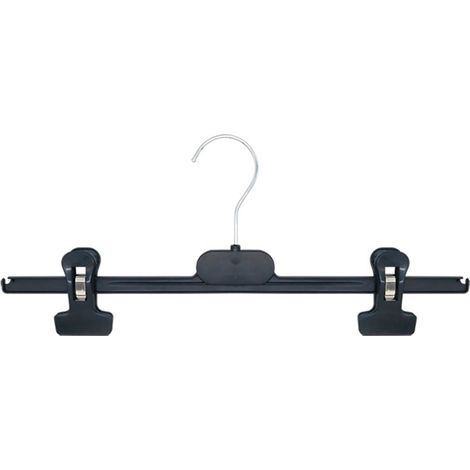 Cintres en plastique noir avec pinces réglables pour pantalons et jupes 35 cm, lot de 10[NX] (1/5)