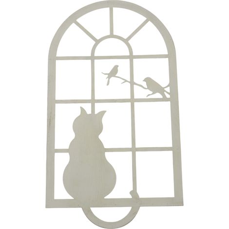 Wanddekoration – Katze in einem rustikalen Fenster