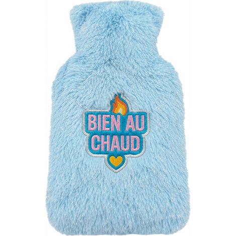 Bouillotte à eau peluche Bien au chaud bleu ciel 27 cm (1/2)