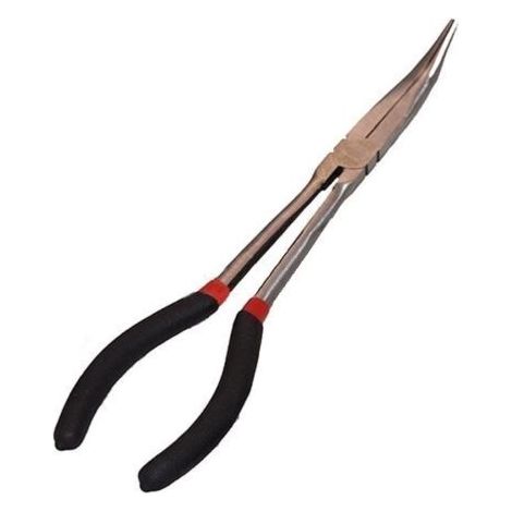 PINZA EXTRA LUNGA 250 MM A BECCHI CURVI A 45 GRADI PER OFFICINA MECCANICA