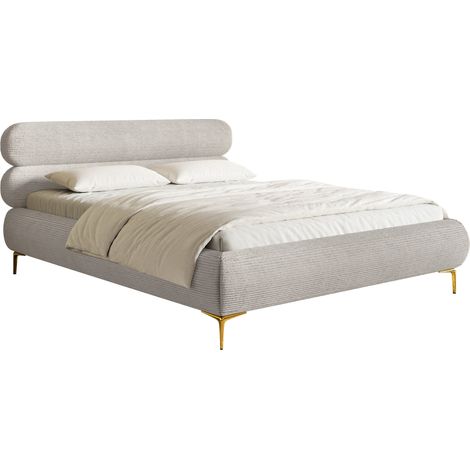 Selsey Roule Cord – Polsterbett 160x200 mit Bettkasten, Cordstoff und goldfarbenen Füßen, Greige (1/5)