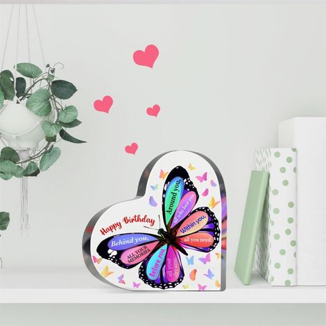 Plaque en acrylique cœur décoratif à poser, décoration bureau élégante, cadeau souvenir(10 cm) (1/3)