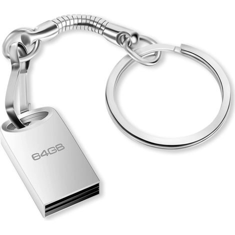 Clé USB 64Go, Métal Drive USB 2.0 64Go Thumb Flash Drive Imperméable Mini Pen Drive Portable Memory Stick pour Ordinateur Portable/PC/Smart TV/Stockage de données Externe (Argent) (1/5)