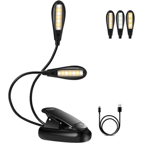 Lumière de livre, Lampe lecture rechargeable USB, 3 couleurs 9 (1/5)