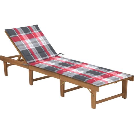Chaise longue pliable avec coussin Bois d'acacia solide