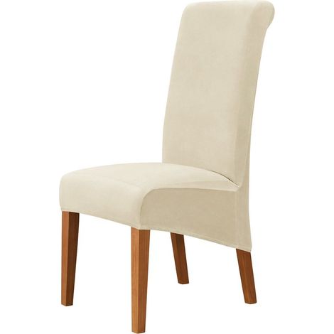 Fundas elásticas para sillas - fundas para sillas de comedor - extraíbles y lavables - aptas para el hogar, restaurantes y hoteles - Beige (1/5)