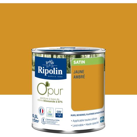 Peinture Couleur à base de résine biosourcée à 97% - Satin - 0,5L - Jaune Ambré - Ripolin (1/5)