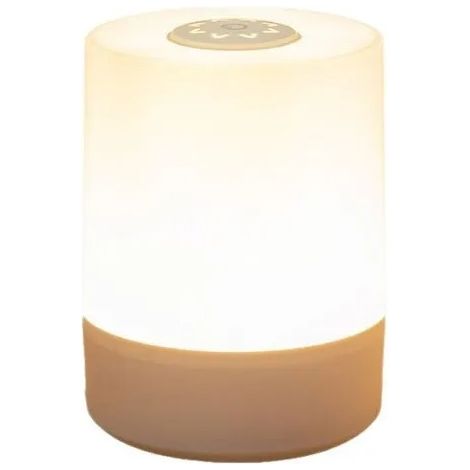 B.K.Licht lampe LED table sans fil tactile IP44, bois, Ø7x7cm Label