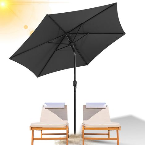Hengda Ombrelloni in alluminio Ombrellone da giardino con protezione solare Ombrellone a sbalzo con manovella UV30+ (Ø270 cm), Grigio (1/5)