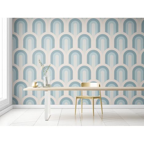Papier Peint Géométrique - Motifs en Arche Rétro - 150 x 250 cm (1/2)