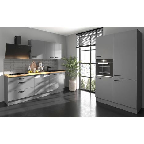 Küche NESSA 220 + 120 cm Anthrazit Grau Küchenzeile Küchenblock Einbauküche (1/5)