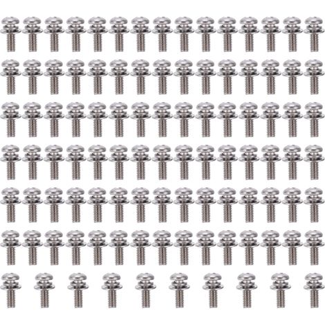 Lot de 100 vis autoforeuses tête fraisée + rondelles plates, inox 304, boulons et écrous (1/5)