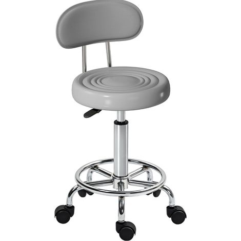 Tabouret pivotant réglable avec dossier en similicuir gris OKWISH (1/5)