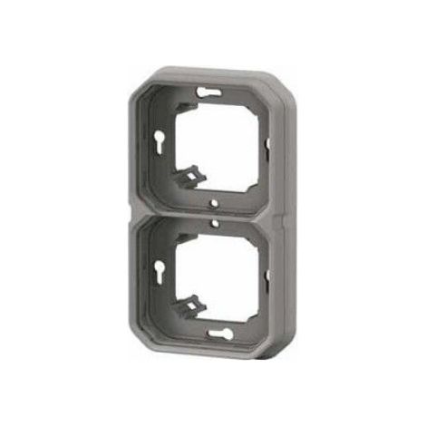 Support plaque encastré - Plexo - 2 postes - Montage horizontal/vertical - Gris - Plastique (1/5)