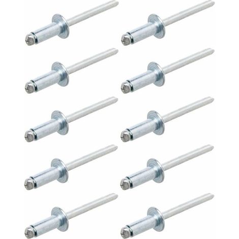 10x Rivet aveugle en acier DIN EN ISO 15979 rivet pop à rupture de tige à sertir Insert Métal Meuble Voiture Tôle Bois, Ø4 x 18mm (1/2)