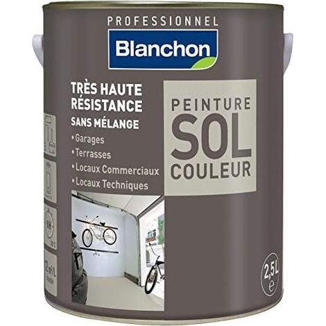 Blanchon – Peinture polyuréthane pour sol intérieur 2.5L – Très haute résistance – Protection et décoration pour ciment et bois – 6 coloris disponibles