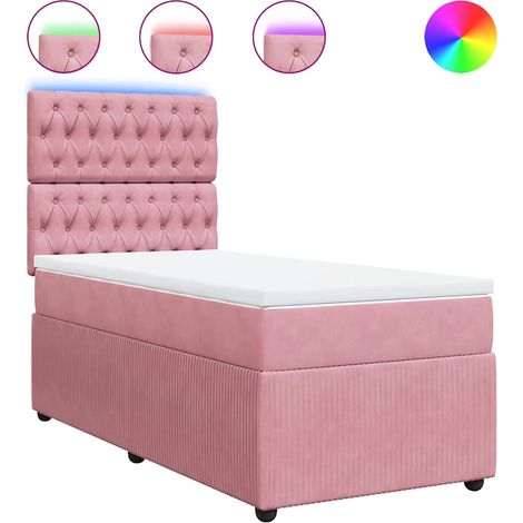 Maison Exclusive - Sommier à lattes de lit avec matelas Rose 90x190 cm Velours