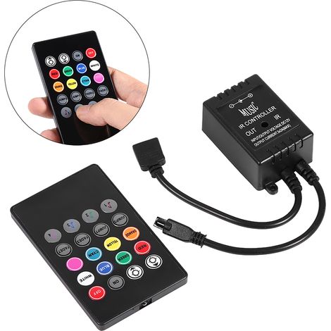 Contrôleur musical LED à 20 touches avec télécommande infrarouge et capteur sonore pour rubans LED RGB (1/5)