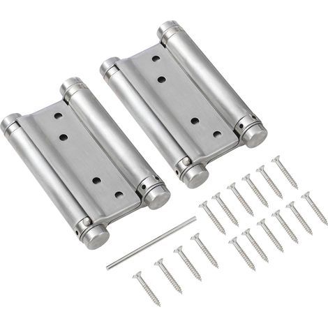 Pair 75mm Stainless Steel Double Action Spring Hinges for Kitchen/Cafe Doors (1/5)
