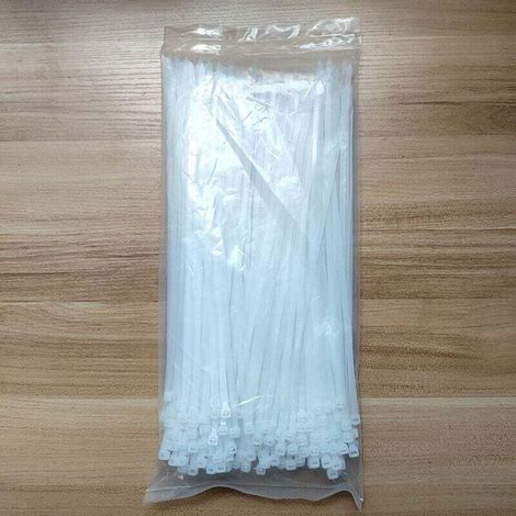 Lot De 250 Serre-Câbles Auto-Bloquants Blancs 300 Mm X 4,8 Mm Pour Gestion Câbles Jardinage Électrique