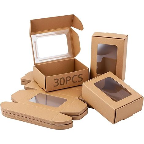 Kraft Paper Boxes with Transparent PVC Window 85 x 60 x 30 mm (1/5)