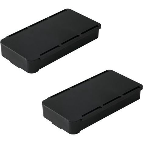 Lot de 2 séparateurs de tiroir auto adhésifs en ABS dimensions 19,8 x 10,5 x 3,3 cm pour tiroirs sous bureau étagères bureaux et tables couleur noire (1/5)