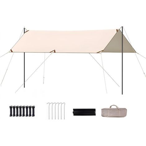 EASYCOMFORT Auvent Tente Hexagonale 300x300cm Pliante et Portable, Abri Solaire Étanche Épaissi 5 Couches pour Camping, Jardin, Pique-nique et Barbecue (1/5)