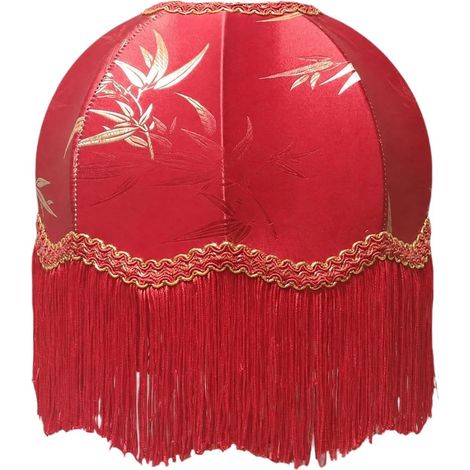 Abat-Jour Vintage, Abat-Jour Fait Main, Victorien Luxueux, en Forme Cloche pour Lampes Chevet d'hôtel ou Bureau, Rouge (1/5)