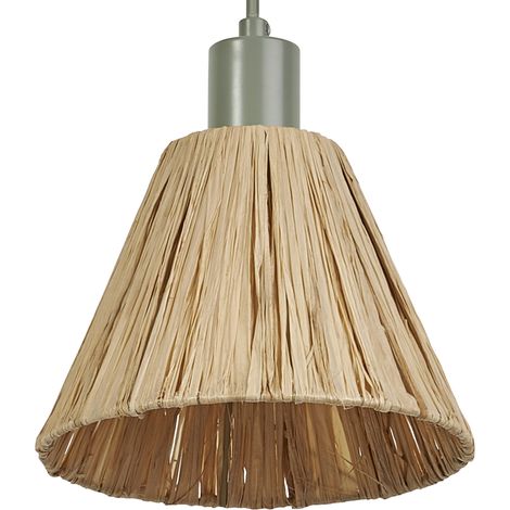 OSRAM Suspension Decor Raffia vert et marron en raphia et métal, E27, diamètre 200 mm, abat-jour en matériau recyclé, durable grâce à sa source lumineuse remplaçable, montage facile (1/5)
