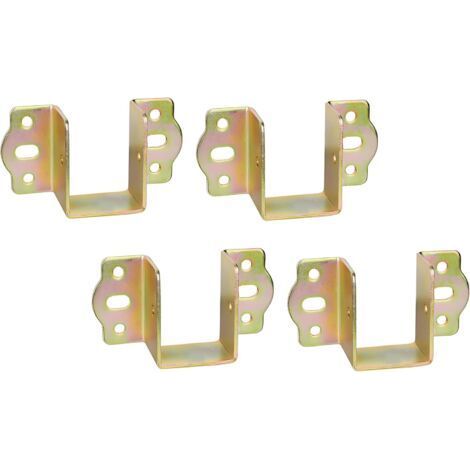 Supports Fixation Central pour Rail de Lit Suspension de Solive en Bois Largeur 35 mm Metal Connecteurs Raccord pour Cadre de Lit Chromé Jaune 4 pièces (1/3)