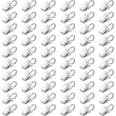 Pinces Rideaux Clips en Acier Inoxydable Crochets Rideau pour Anneaux Rideau Douche Partie Lumineuse Maison Décoration 100 Pièces (1/5)