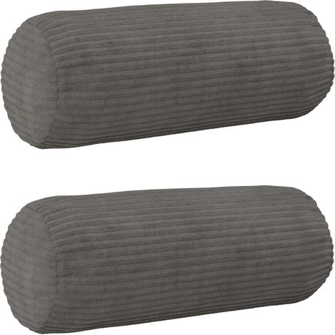 vidaXL Cushion Cover 2 pcs HEERLEN Dark Grey 脴 15 x 40 cm Corduroy (1/5)