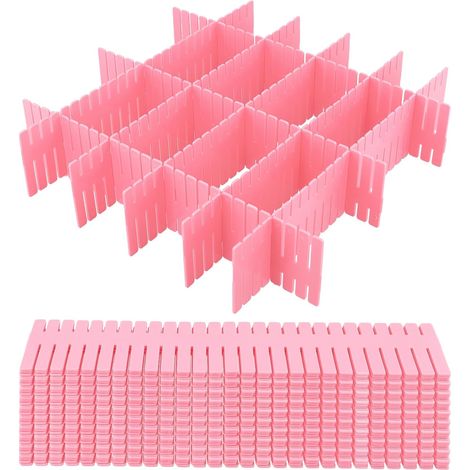 48 Pieces Separateur Tiroir, Organisateur Tiroir Cuisine, Réglable Grille Diviseur de pour Salle Bain, Chaussettes, Cosmétiques (32 x 7 cm) - (1/5)
