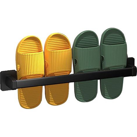 Étagère murale à chaussures et pantoufles de 50 cm (19,7 po) en acier inoxydable, support de rangement pour chaussures et serviettes, organisateur multifonctionnel suspendu (1/5)