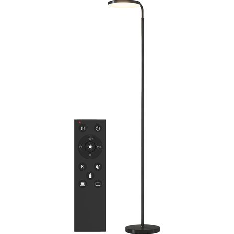 LED-Stehleuchte mit einstellbarer Helligkeit, 350° schwenkbarem Kopf, magnetischer Fernbedienung, schwarz, 41 x 25 x 177 cm