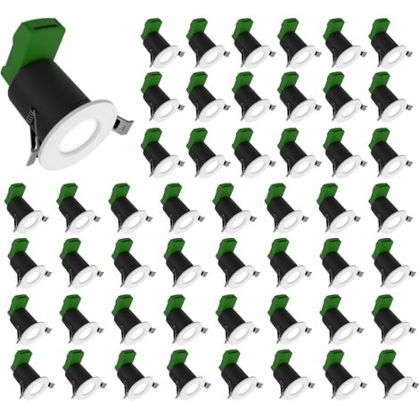 Aluson – Lot de 50 coupelles étanches IP65 pour spots LED GU10 – Encastrables avec 2 pattes – Métal résistant au feu 30/60/90 min – Garantie 7 ans - RT2020 (1/5)